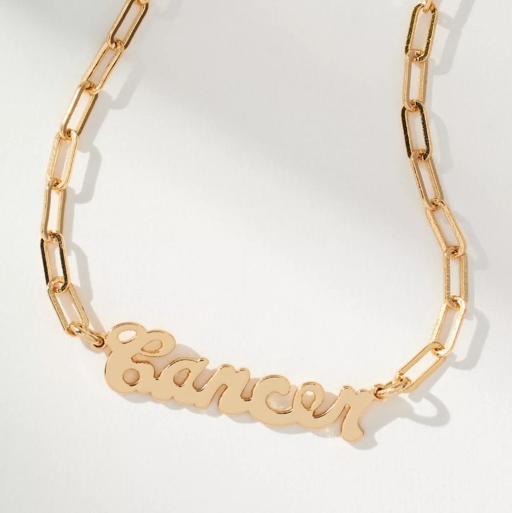 Anthropologie Cancer Zodiac Gold Necklace